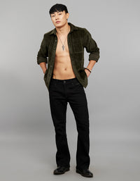 Military Green Full Sleeves Button Front Closure Shacket 