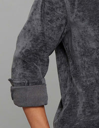 Dark Grey Full Sleeves Button Front Closure Shacket 