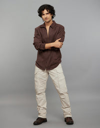 Coffee Full Sleeves Zipper Front Closure Shacket 