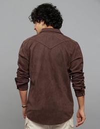 Coffee Full Sleeves Zipper Front Closure Shacket 