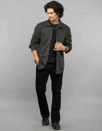 Military Green Full Sleeves Zipper Front Closure Shacket 