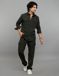 Bottle Green Comfort Straight Fit Athliesure Cargo Pants