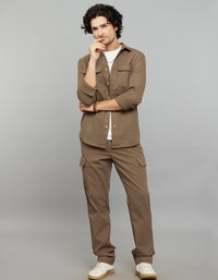 Khaki Comfort Straight Fit Athliesure Cargo Pants