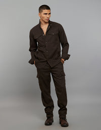 Dark Brown Comfort Straight Fit Athliesure Cargo Stretch Pants