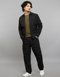 Black Full Sleeves Zipper Front Closure Shacket 