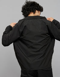 Black Full Sleeves Zipper Front Closure Shacket 
