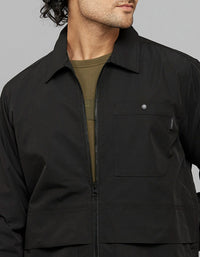 Black Full Sleeves Zipper Front Closure Shacket 