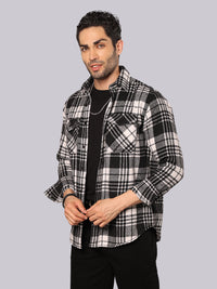 Black White Full Sleeve Checks Shacket