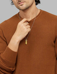 Brown Round Neck Full Sleeves Flatknit
