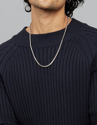 Navy High Neck Full Sleeves Flatknit