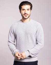 Lt Grey Round Neck Pullover Sweater