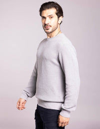 Lt Grey Round Neck Pullover Sweater