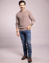 Olivish Khaki Round Neck Pullover Sweater