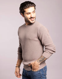 Olivish Khaki Round Neck Pullover Sweater