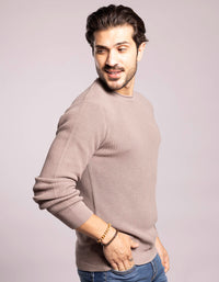 Olivish Khaki Round Neck Pullover Sweater