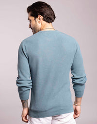 Dk Turq Round Neck Pullover Sweater