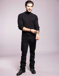 Jet Black High Neck Pullover Sweater