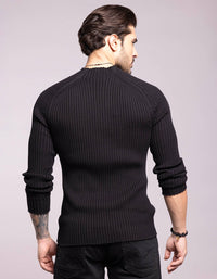 Jet Black High Neck Pullover Sweater