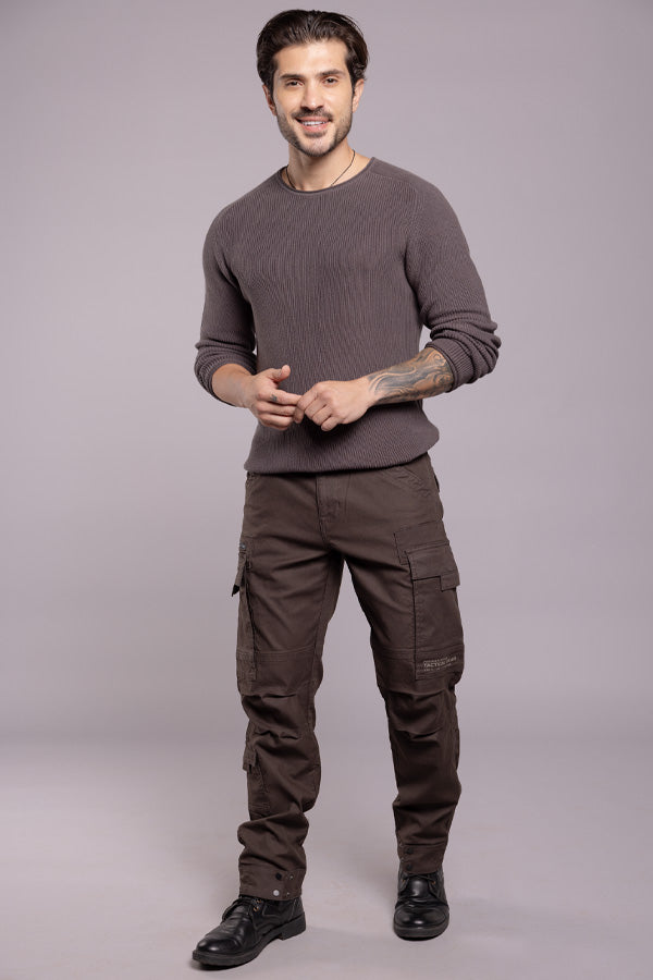 Dk Grey Round Neck Pullover Sweater