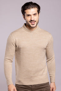 Dk Beige High Neck Pullover Sweater