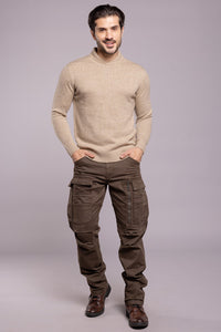 Dk Beige High Neck Pullover Sweater
