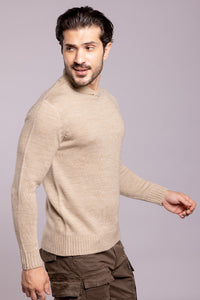 Dk Beige High Neck Pullover Sweater