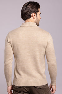 Dk Beige High Neck Pullover Sweater