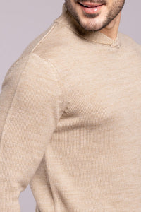 Dk Beige High Neck Pullover Sweater
