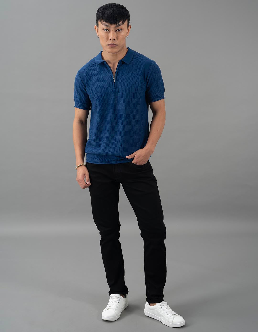 Navy Round Neck Flatknit Tee