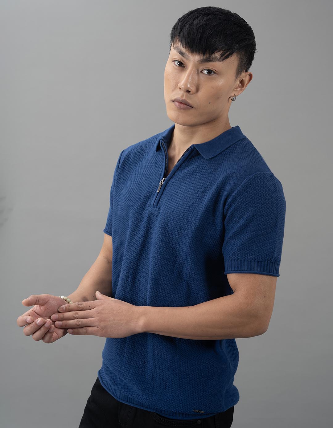 Navy Round Neck Flatknit Tee