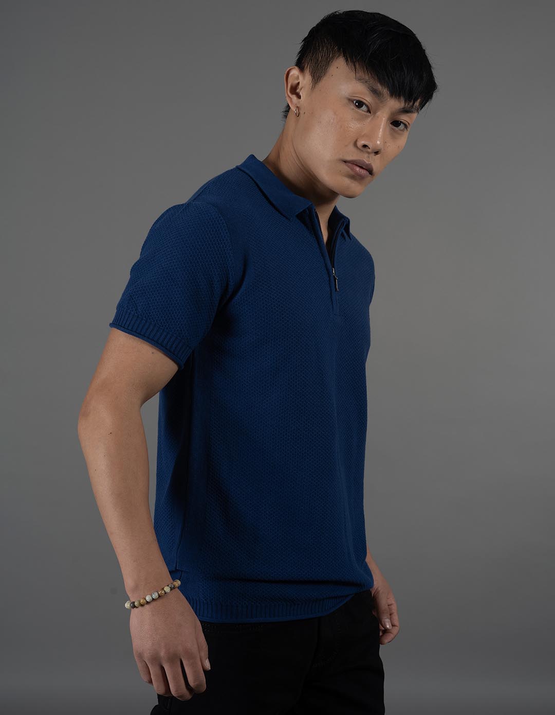 Navy Round Neck Flatknit Tee