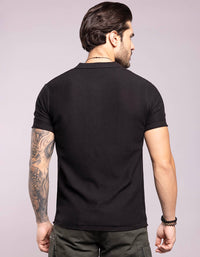 Jet Black Half Sleeves Flatknit Polo Tee