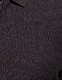 Jet Black Half Sleeves Flatknit Polo Tee