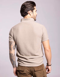 Lt Olive Half Sleeves Flatknit Polo Tee
