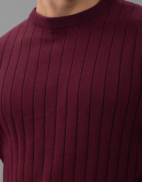 Maroon Round Neck Flatknit Tee