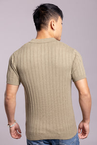 Lt Olive Half Sleeve Flatknit Polo Tee