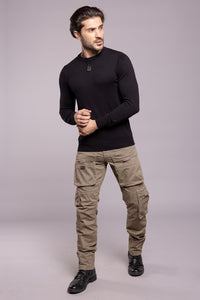 Jet Black Round Neck Flatknit Tee