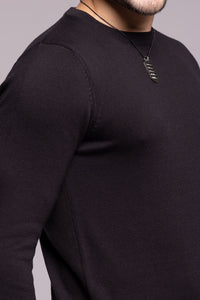 Jet Black Round Neck Flatknit Tee