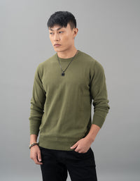 Dk Olive Round Neck Flatknit Tee