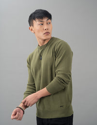 Dk Olive Round Neck Flatknit Tee