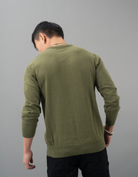 Dk Olive Round Neck Flatknit Tee