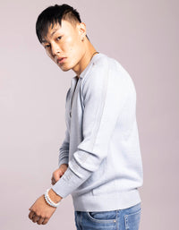 Sky Blue Full Sleeves Flatknit Polo Tee