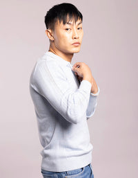 Sky Blue Full Sleeves Flatknit Polo Tee