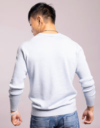 Sky Blue Full Sleeves Flatknit Polo Tee