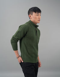 Mehendi Green High Neck Pullover Sweater