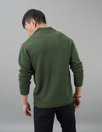 Mehendi Green High Neck Pullover Sweater