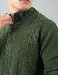 Mehendi Green High Neck Pullover Sweater