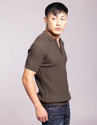 Military Green Half Sleeves Flatknit Polo Tee