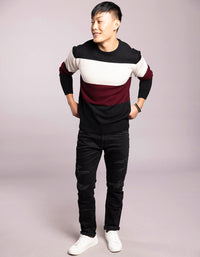 Black White Round Neck Flatknit Tee
