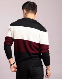 Black White Round Neck Flatknit Tee